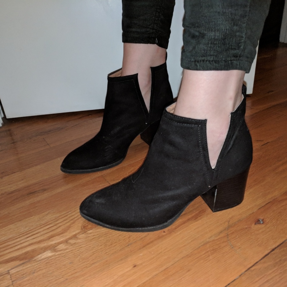 Black cutout ankle boots